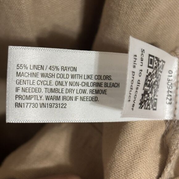 Universal Thread Linen Jumpsuit Plus Sz XXL Tan VNeck Cutout Back Elastic Waist - Picture 9 of 9